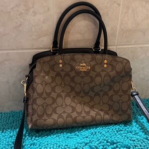 Coach Brown and Black Signature Satchel